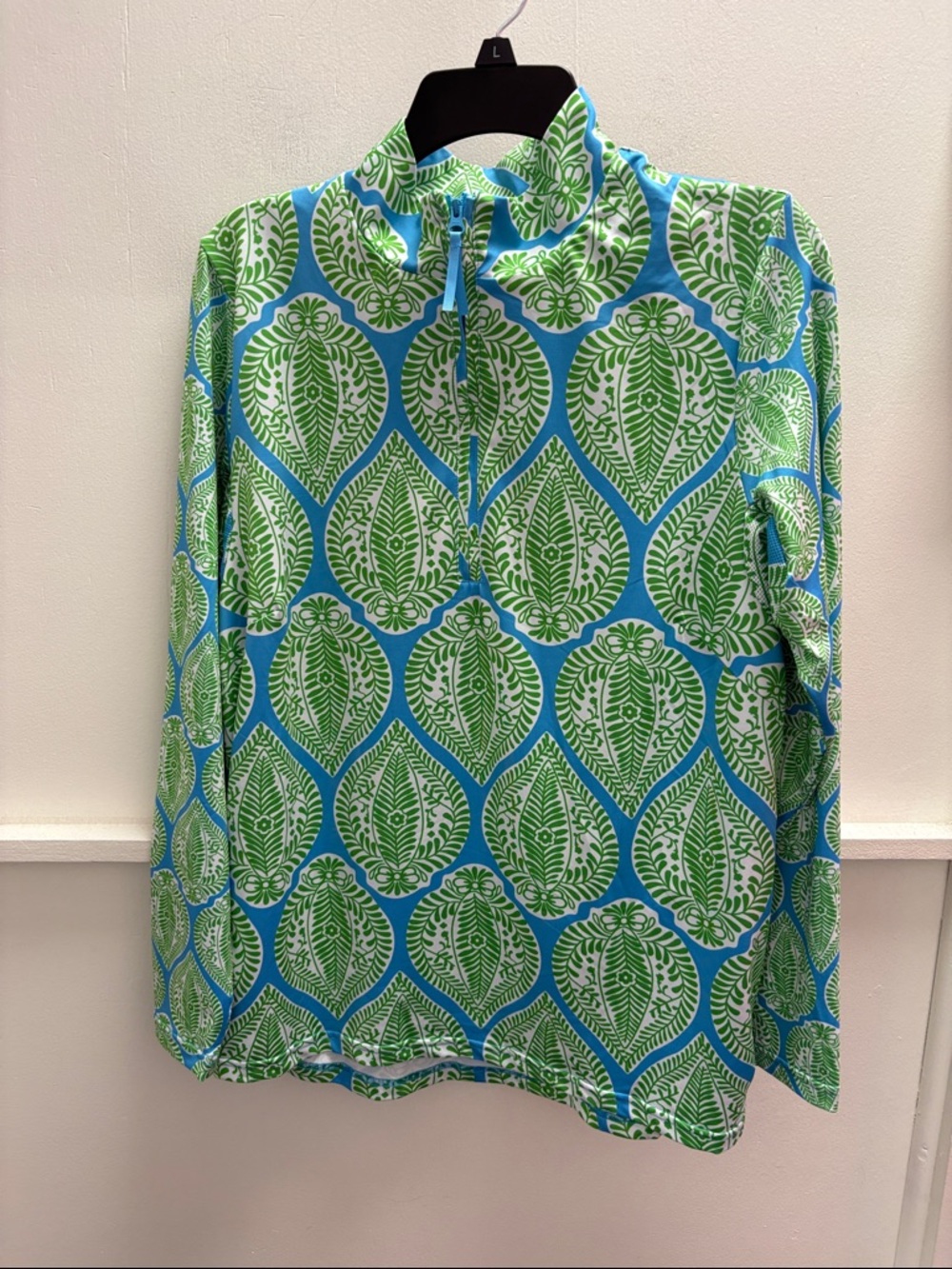 Gretchen Scott Designs Blue & Green Quarter-Zip Pullover Top NWOT
